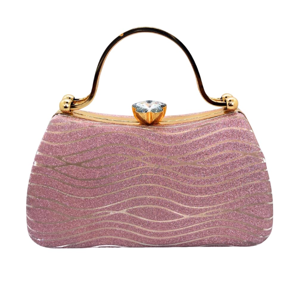 Women's Evening Clutch Bag for Women, Glitter Pattern, Crystal Clasp Handbag, Perfect for Weddings, Parties, and Special Events