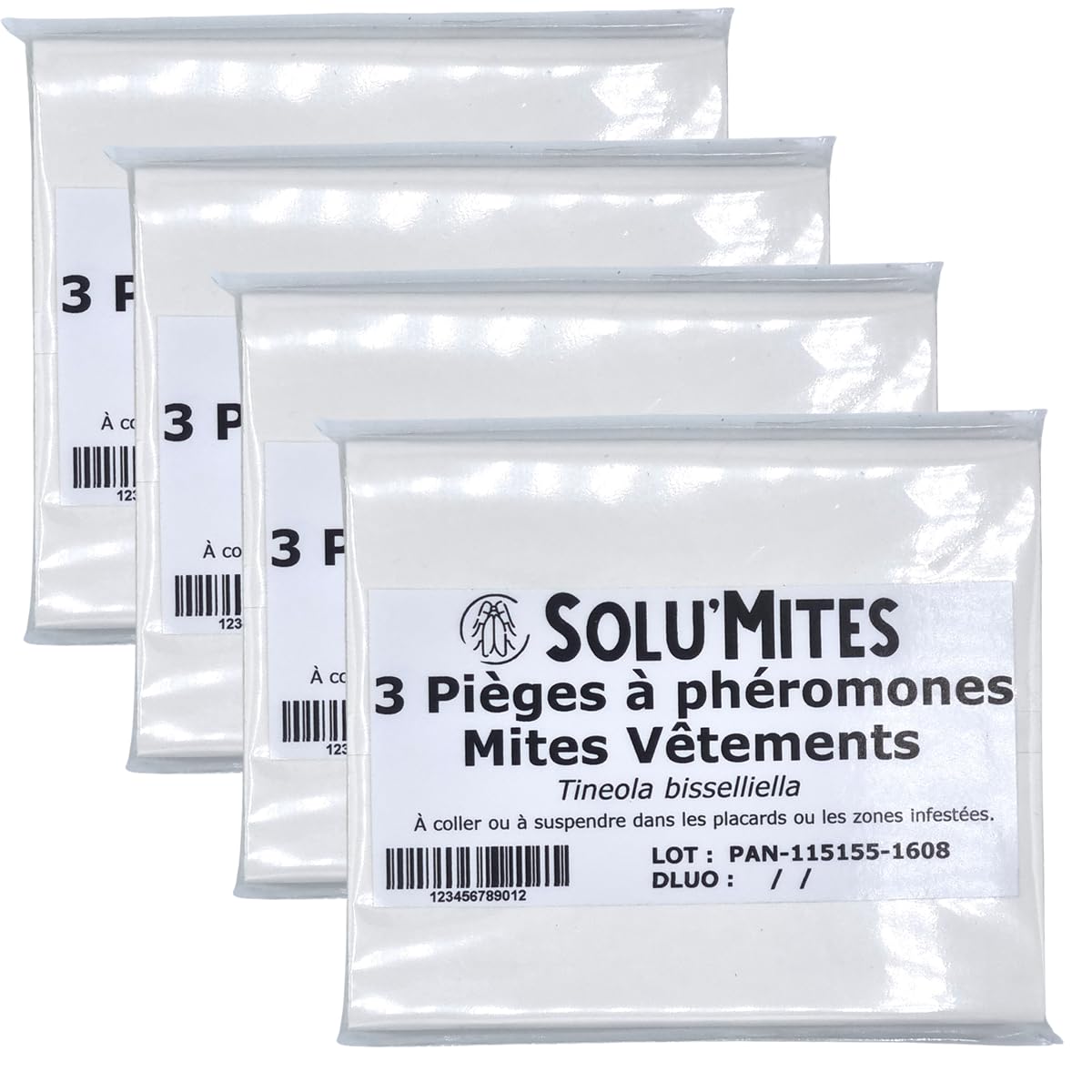 SOLUMITES - Lot de 12 Pièges à Phéromones pour Mites des vêtements et des Textiles - pour la Maison, Les magasins, Les entrepôts
