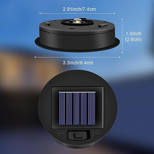 Miniatura 4 de Paquete de 4 luces solares de repuesto (tamaño superior de 3.15 pulgadas, tamaño inferior de 2.76 pulgadas), tapas de luz solar impermeable para