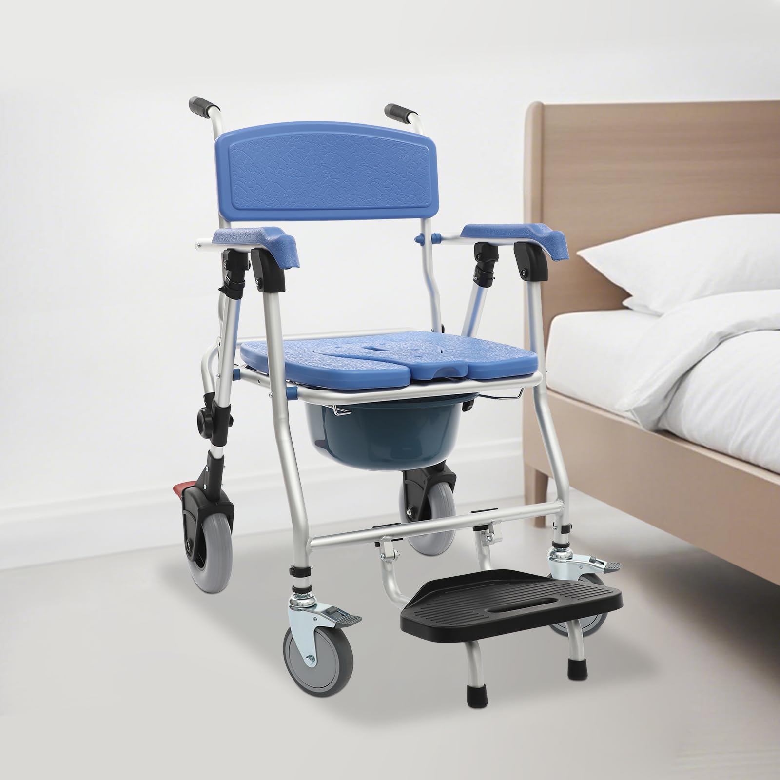 Wózek inwalidzki pod prysznic, do 150 kg, wysokość siedziska 51 cm