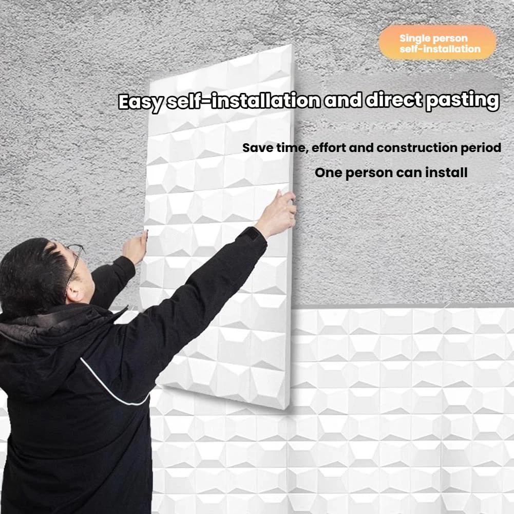 Pu Panel ścienny 3D do dekoracji ścian wewnętrznych, wodoodporny, do cięcia, teksturowane cegły PU ze strukturą piramidy 3D, podwieszany panel sufitowy do salonu, sypialni, tło (czarny, 1 sztuka)