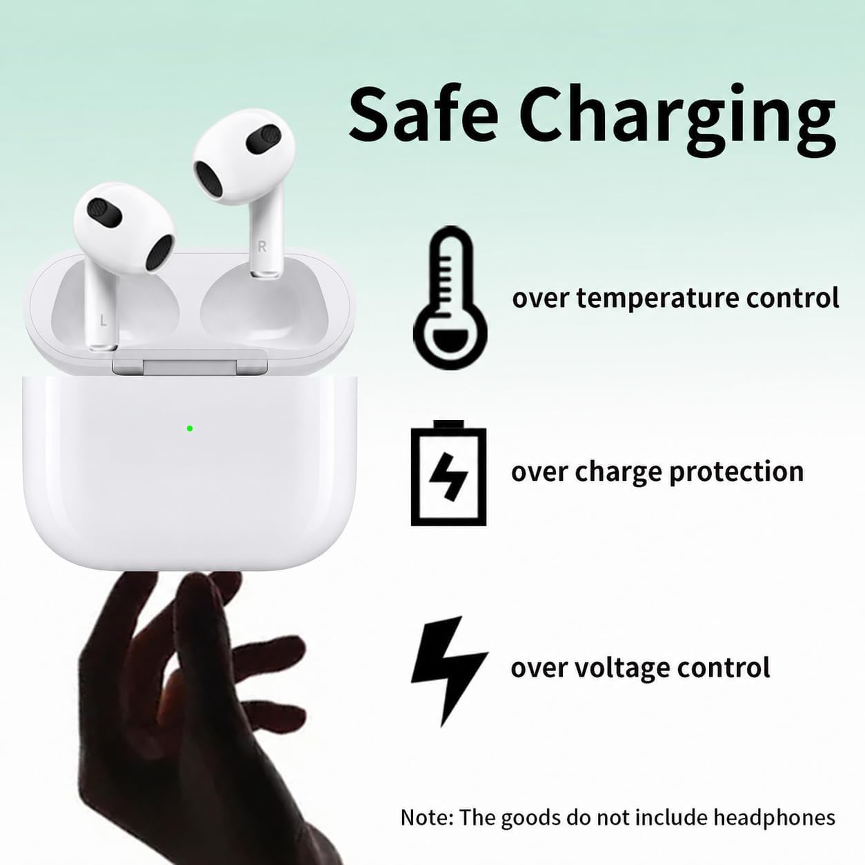 Replacement Charging Case for AirPods 3rd Generation (A2897/A2566/A2565/A2564/A2563) – USB-C & Qi Wireless Charging – Bluetooth Pairing Button – Case Only (No Earbuds)