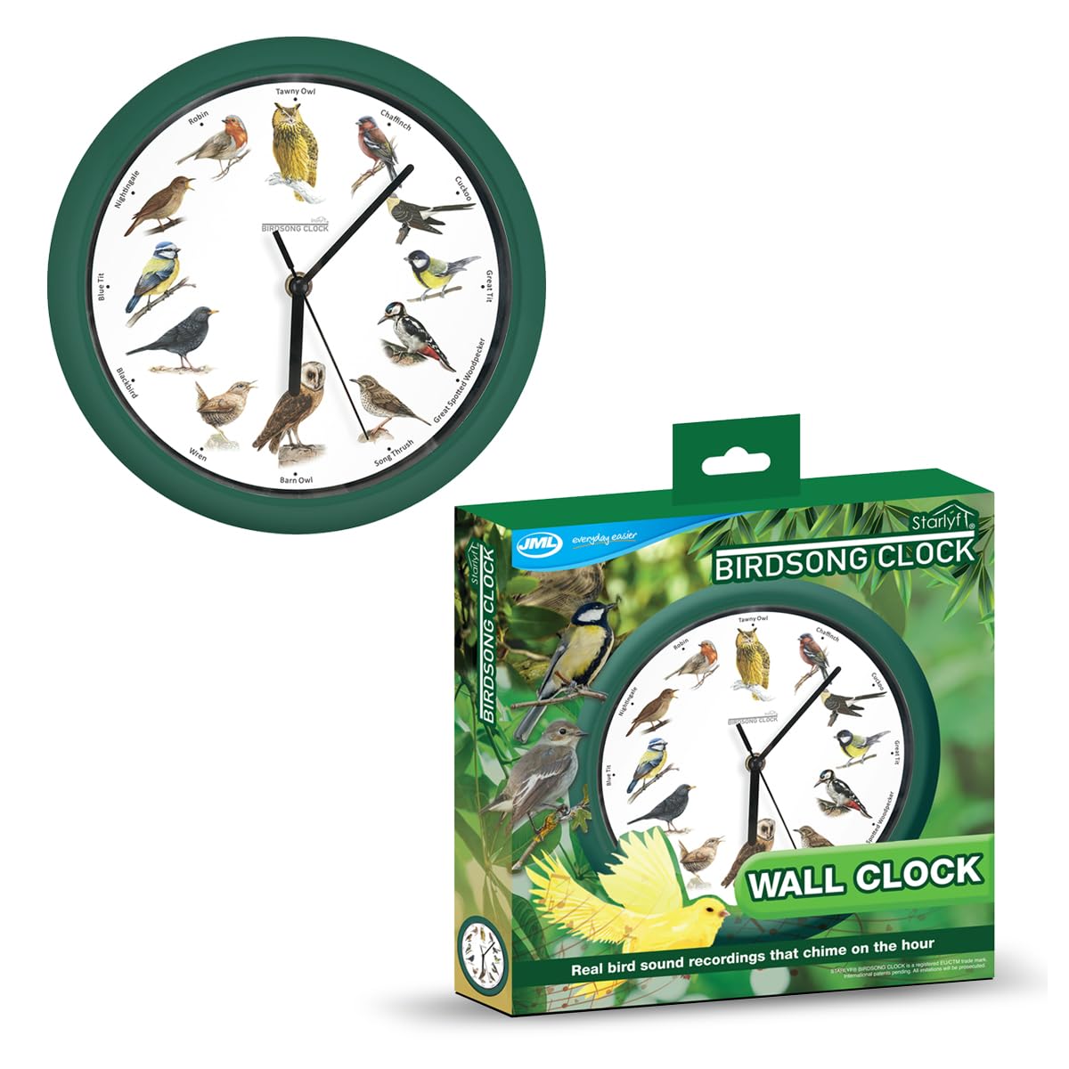 Jml Bird Song Round Wall Clock 25Cm