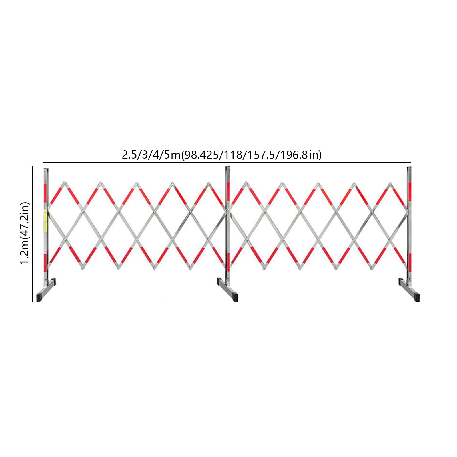 Barrière de chantier Barrière Mobile Extensible Barrière de Circulation Pliable Barrière Acier inoxydable Avec roulettes Convient aux chantiers de construction, aux parkings et aux rues, etc(1