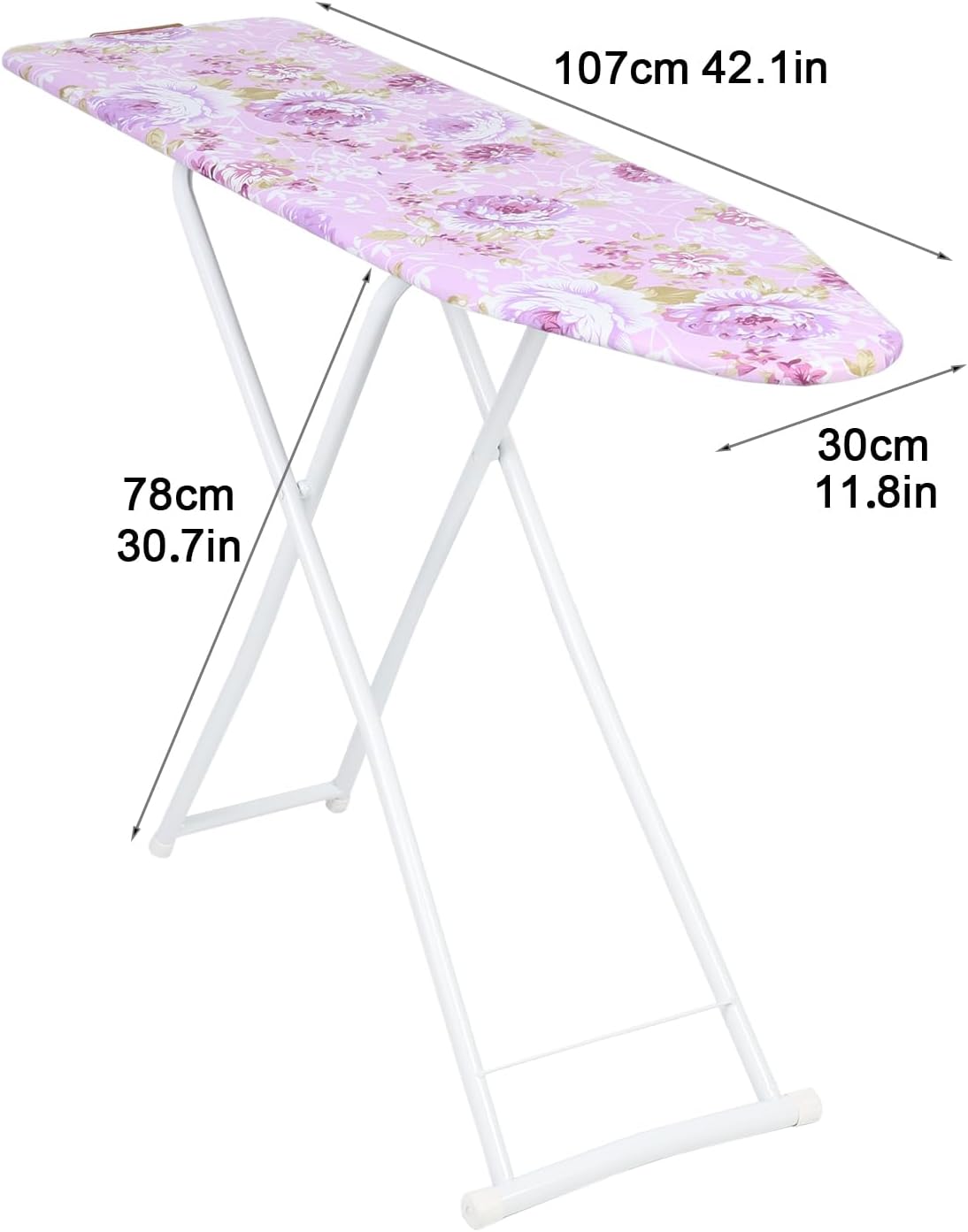 GYMNASTIKA Extended Clothes Ironing Board, 2024 Upgraded Extra-Wide Foldable Ironing Board Height Adjustable Smooth Edge Non-Slip Clothes Ironing Board for Bathroom Exquisite Pattern (Pink Extended)