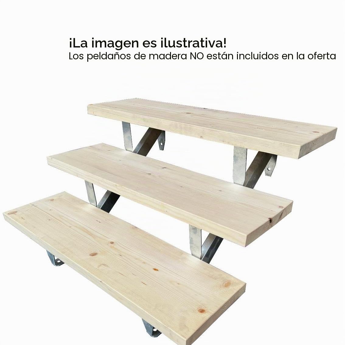 Marco de escalera de madera, galvanizado/a elección, de 2 a 6 escalones (6 escalones)
