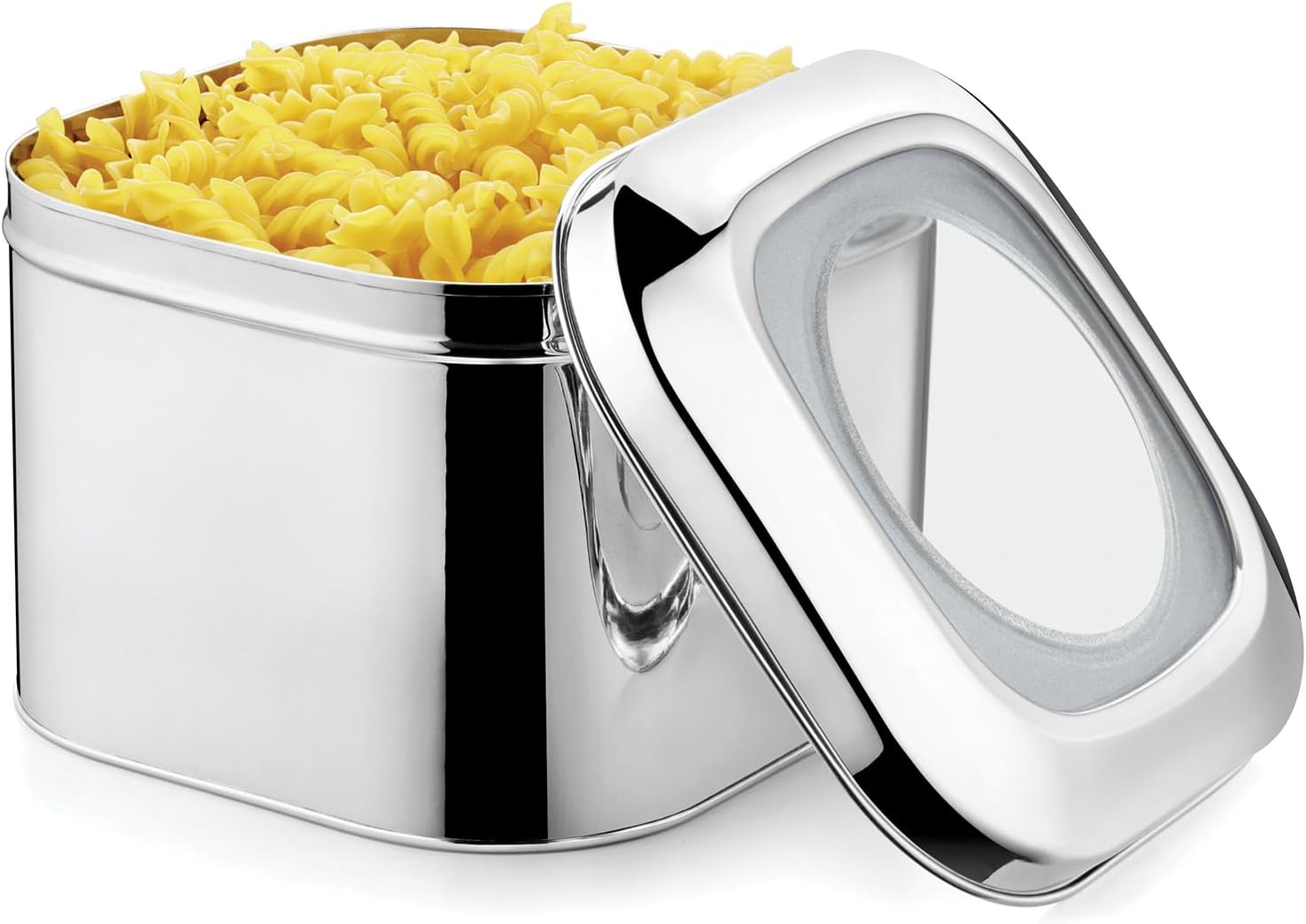 JVL Stainless Steel Kitchen Storage Cubic Store Tin With See Through Lid (2.75L), Silver