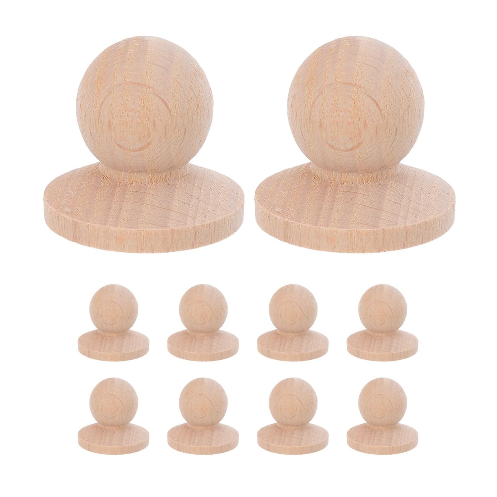 SNGUOQ 10Pcs Solid Wood Drawer Pulls Round Unfinished Mushroom Shape Cabinet Knobs for Kitchen Dresser Furniture Hardware Replacement for Cabinet Drawer Shoes