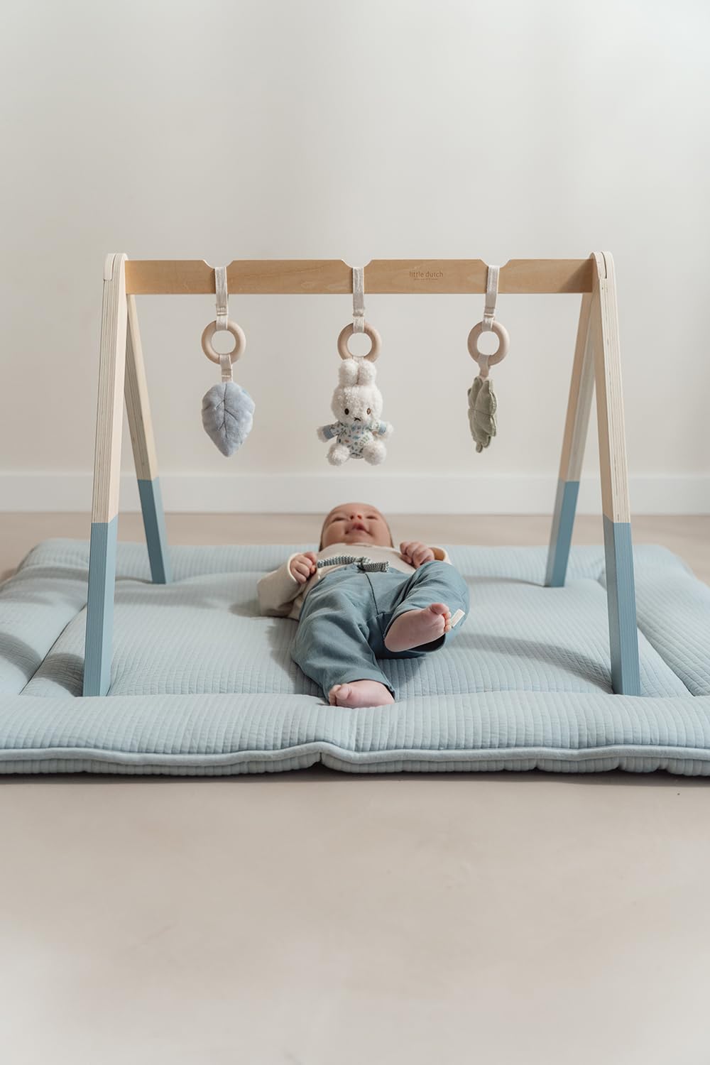 nijntje miffy x Little Dutch Holz Baby Gym Spieltrapez Spielbogen Holz inkl. Anhänger Hase Miffy blau - Lucky Leaves