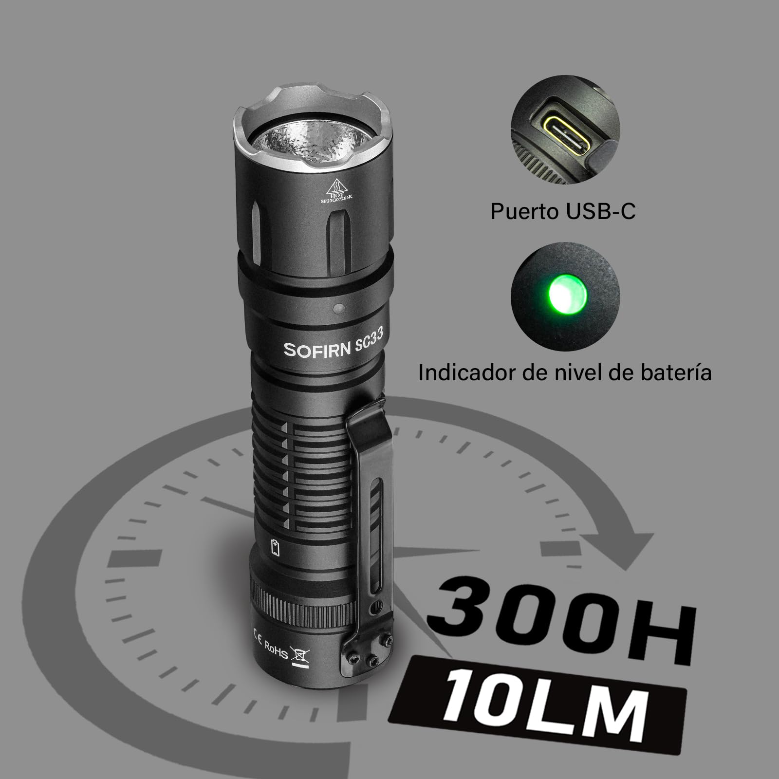 Sofirn SC33 LED Súper Brillante 5200 Lúmenes Linterna Recargable EDC Portátil Con Cola Tipo C Interruptor E Para Búsqueda Al Aire Libre Senderismo Emergencia
