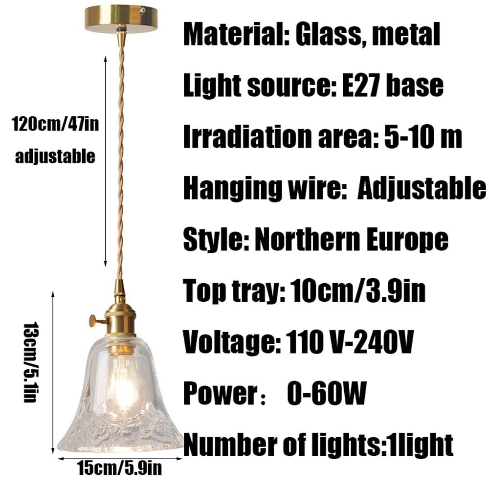 Lustre en Verre créatif en Forme de Cloche, Abat-Jour de Lampe à Suspension en Verre à vis E27, luminaires de Plafond, décoration de Balcon de Salon et de Chambre à Coucher