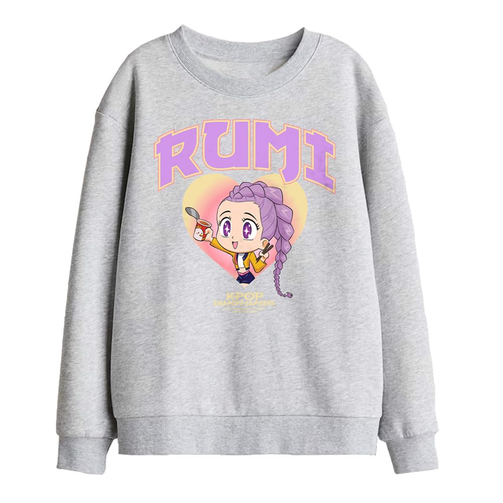 Kpop Demon Hunters - Huntrix Rumi Collegic Kids Sweatshirt, Heather Grey, 9-11