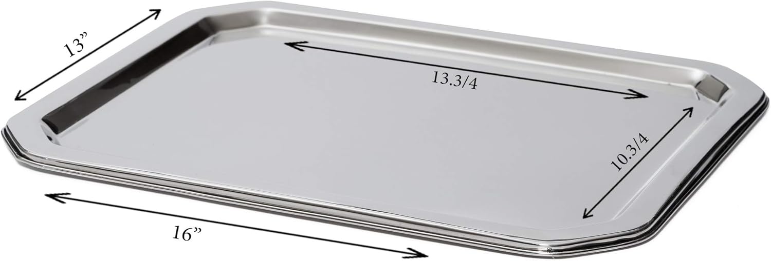 Best Cyber Monday 🔥 Bezrat Stainless Steel Food Serving Tray – Rectangular Decorative Mirrored Serveware Platter - Large (16 x 13) 🛒 Flash Sale Bezrat Stainless Steel Food Serving Tray – Rectangular Decorative Mirrored Serveware Platter - Large (16 x 13)