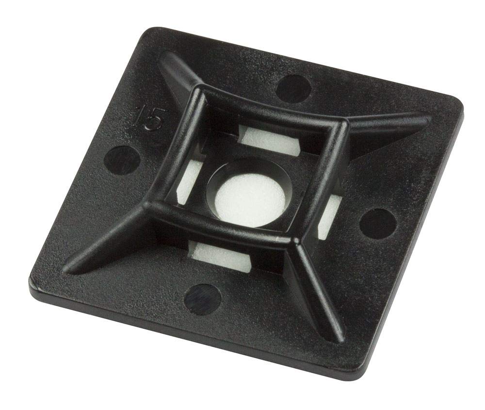 KafTon Self Adhesive Base Cable Ties 19mm x 19mm Black (Pack of 10)