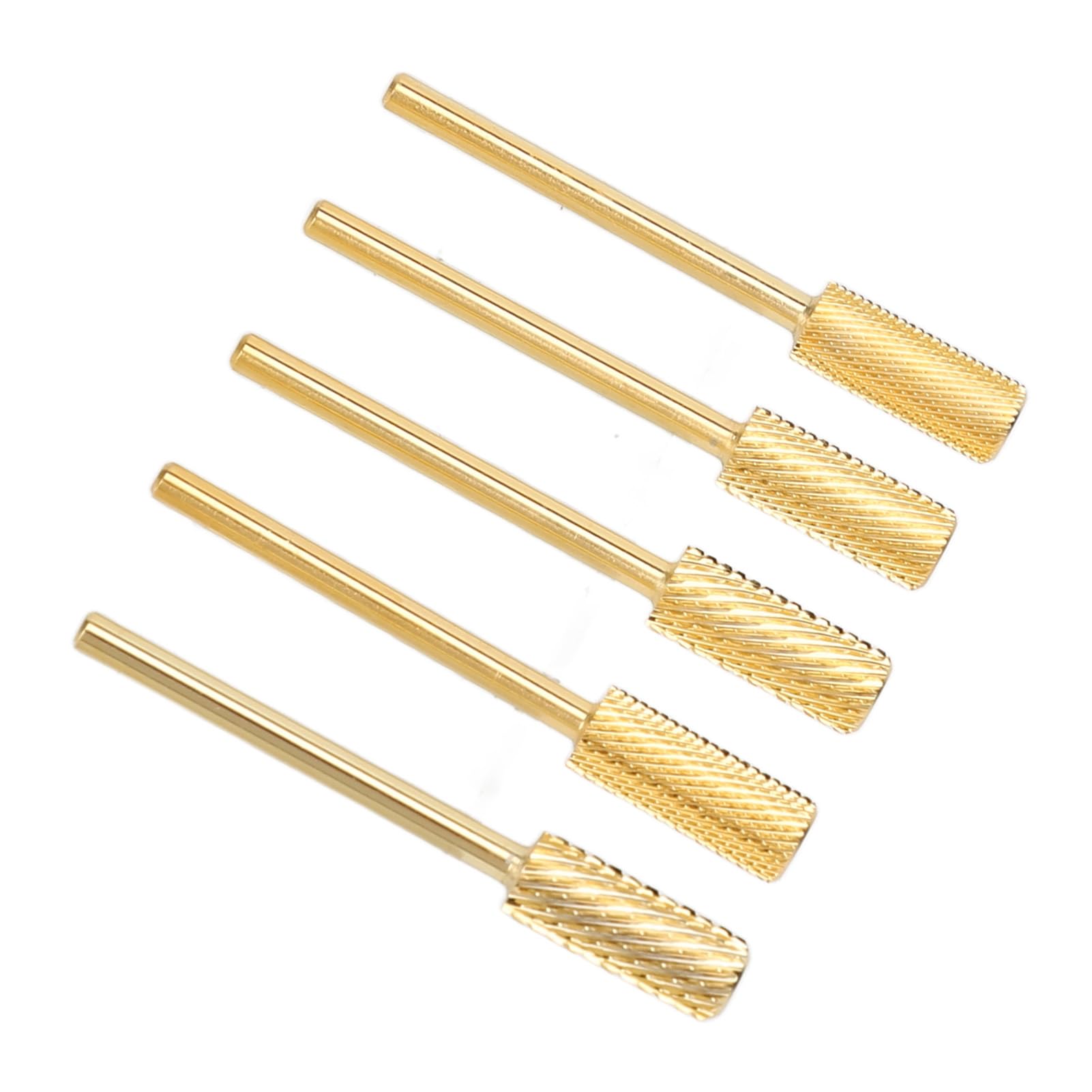 Juego de 5 brocas de barril para uñas con cabeza pequeña para pulir las uñas, pulido de acero al tungsteno y acero al tungsteno para manicura y pedicura