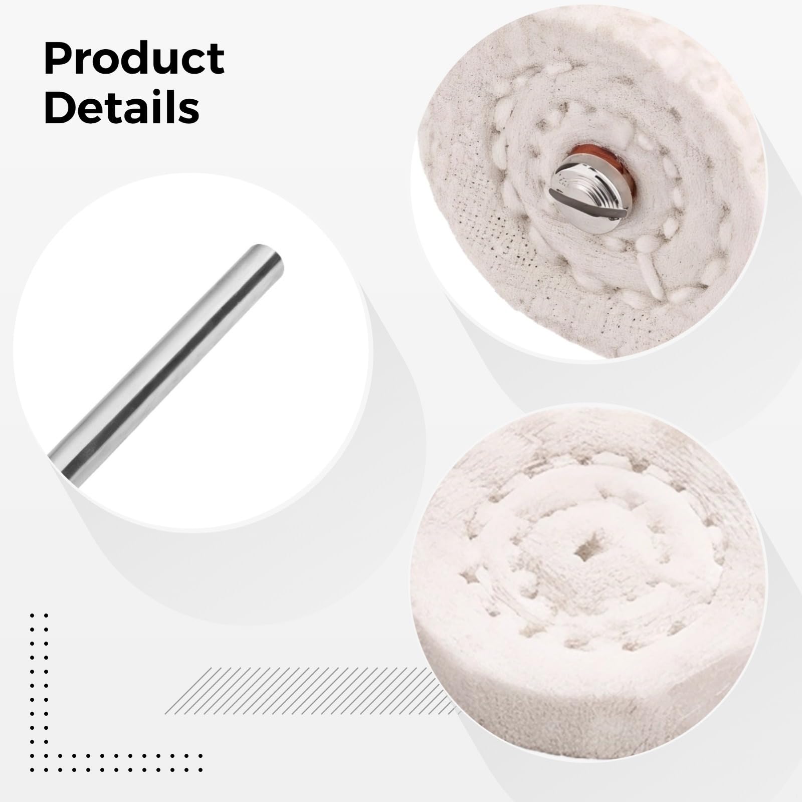 Set di 24 mini dischi per lucidatura in cotone, 25 mm, compatibili con Dremel, per lucidatura gioielli, lucidatura metallo, include 4 aste metalliche