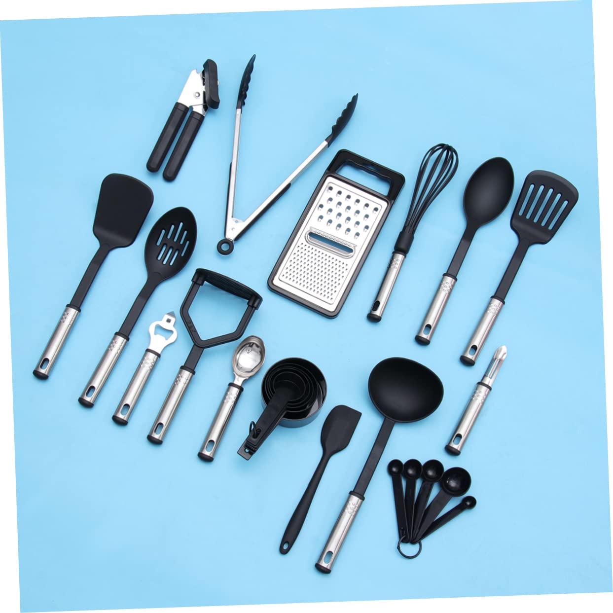 ABOOFAN 24 Pièces matériel de cuisine outils ustensiles antiadhésifs ustensiles de cuisine en acier inoxydable Positionner appareil