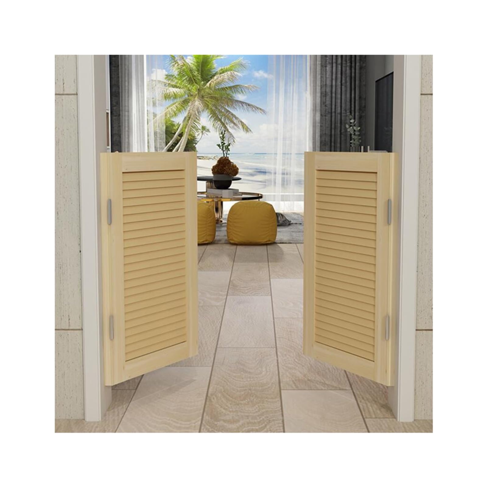 Porta a battente a mezza vita in legno per divisorio interno – Porta per salone, soggiorno, cucina, ingresso maggiordomo, cerniera a doppia azione