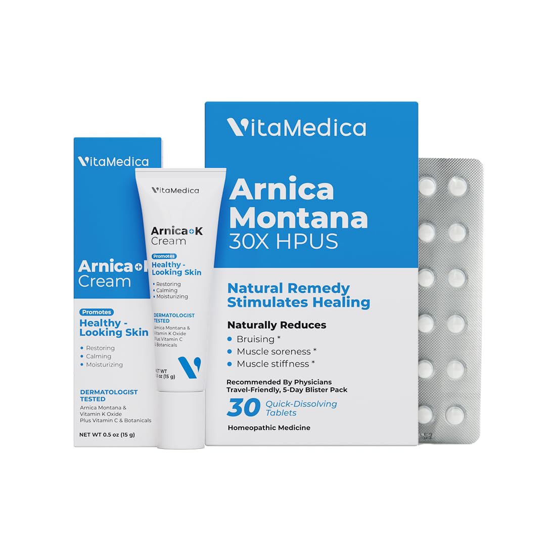 Sponsored Ad - VitaMedica | Arnica Filler Kit Bundle | Arnica Montana 30X Blister Pack + Arnica & Vitamin K Topical Cream | Vitamin K Topical Cream | Softens, Calms, Moisturizes, & Restores Bruised Skin | Recovery
