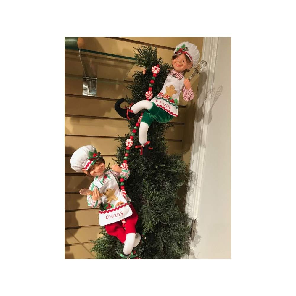 Karen Didion Candy and Cookie Posable Elf Display, Set of 2 , 14 Inches