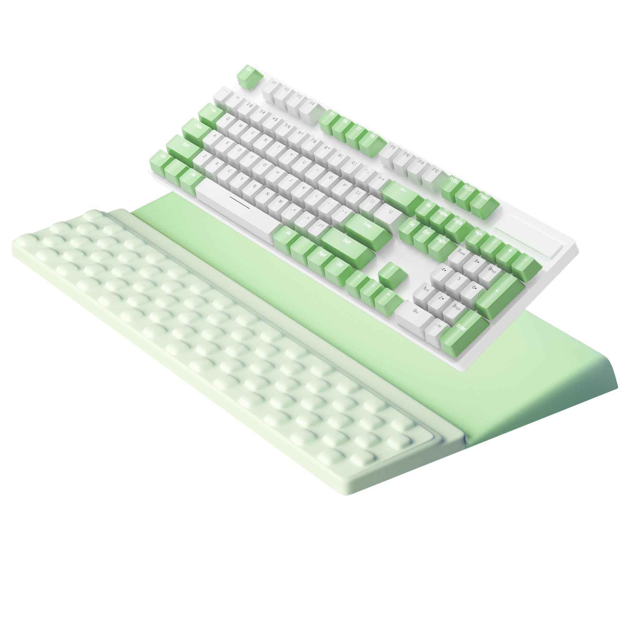 Ospelelf Keyboard Wrist Rest, Ergonomic Memory Foam Wrist Support for Typing &amp; Gaming, Tilted Keyboard Pad, Aesthetic Desk Accessories for Office, Relief for Carpal Tunnel &amp; Wrist Pain, Light Green