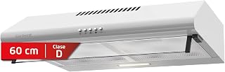 Corberó Selati640W Herkömmliche Dunstabzugshaube, 60 cm, Durchflussmenge 400 m³/h, Weiß, 191,5 W, 3 Geschwindigkeiten, 2 x Aluminiumfilter, Kohlefilter, Energieeffizienz D