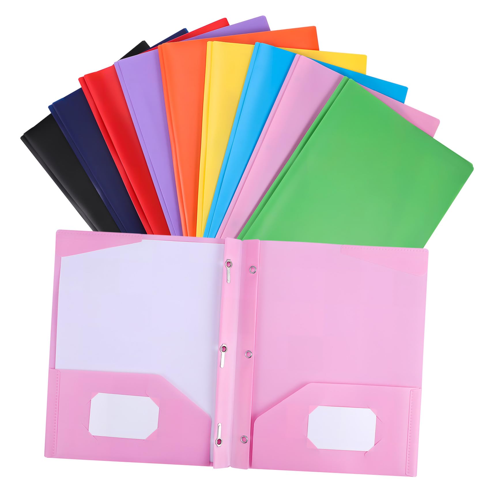 9 Stück Teiliges Bunte Kunststoff ordner mit Zwei Taschen Robuster Dokumenten organizer für Büro und Schule Kompakt Tragbar Vielseitig Einsetzbar zur Schnellen Ablage und