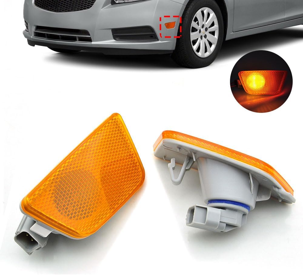 2-Pieces For Chevy Cruze Front Bumper Park Signal Side Marker Light Assembly 2011 2012 2013 2014 2015 DOT Certified GM2551198N 42334144 42334145