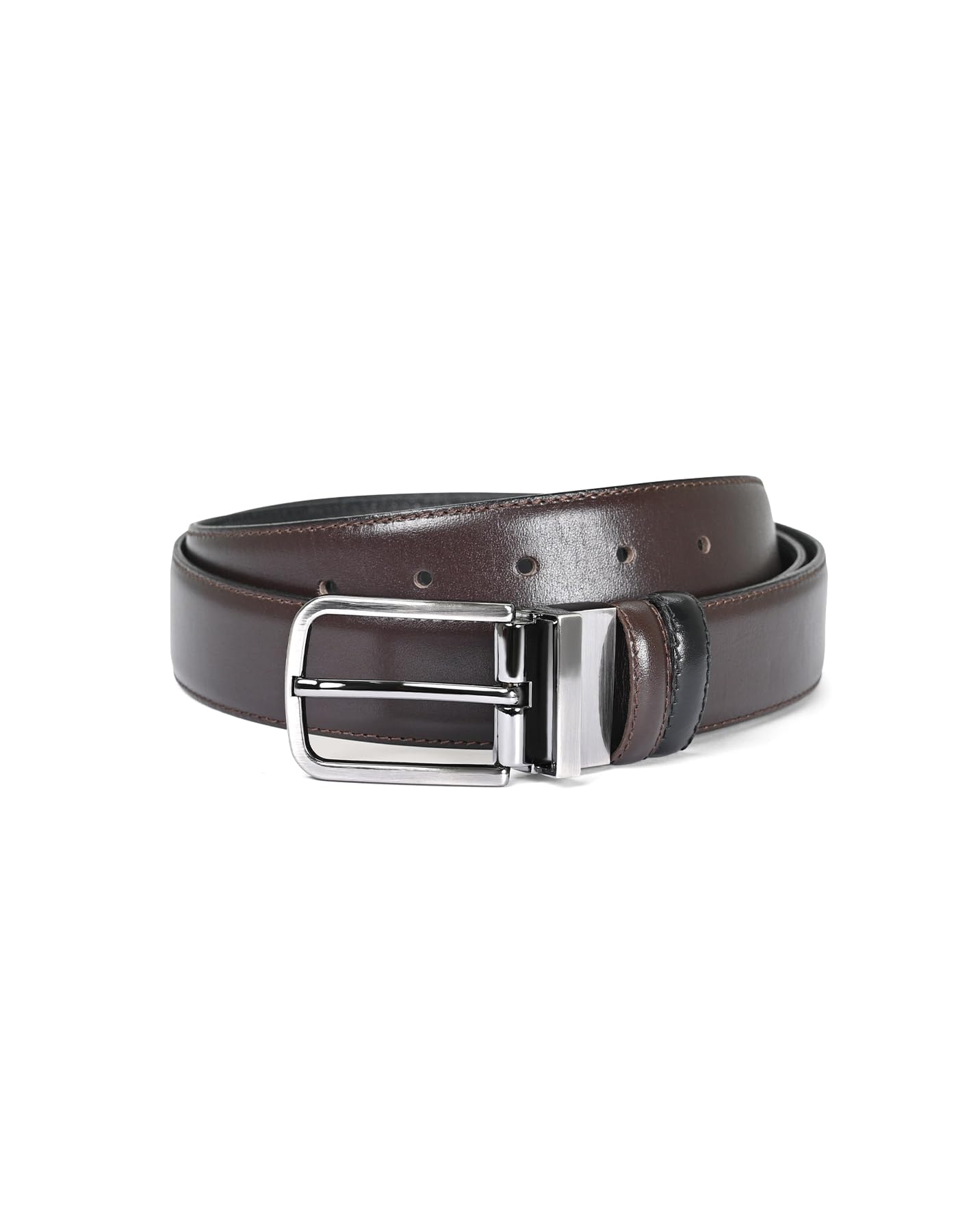 Mens Reversible Leather Belt, Black and Dark Brown, 100% Genuine Leather, Rotatable Gunmetal Pin Buckle, 35mm Formal and Casual Belt (Black and Brown, 32)