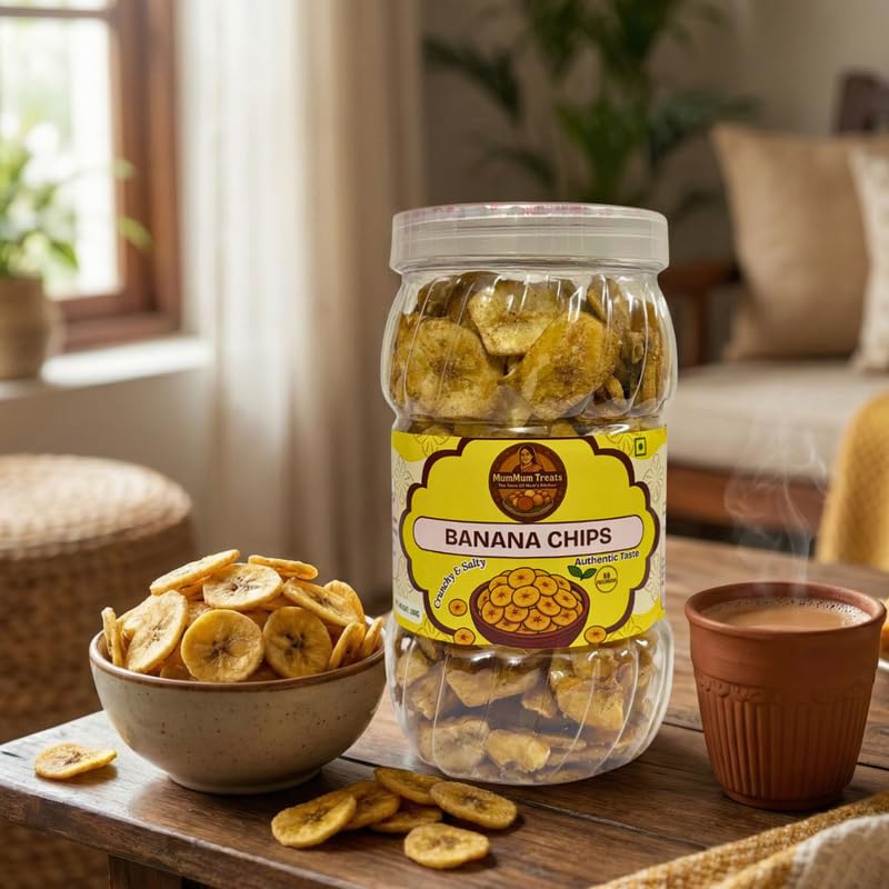 Image of MumMum Treats Tea Nasta Snacks - Banana Chips | Crispy & Tasty South Indian Snack | Perfect All-Time Snack for Tea-Time & Cravings