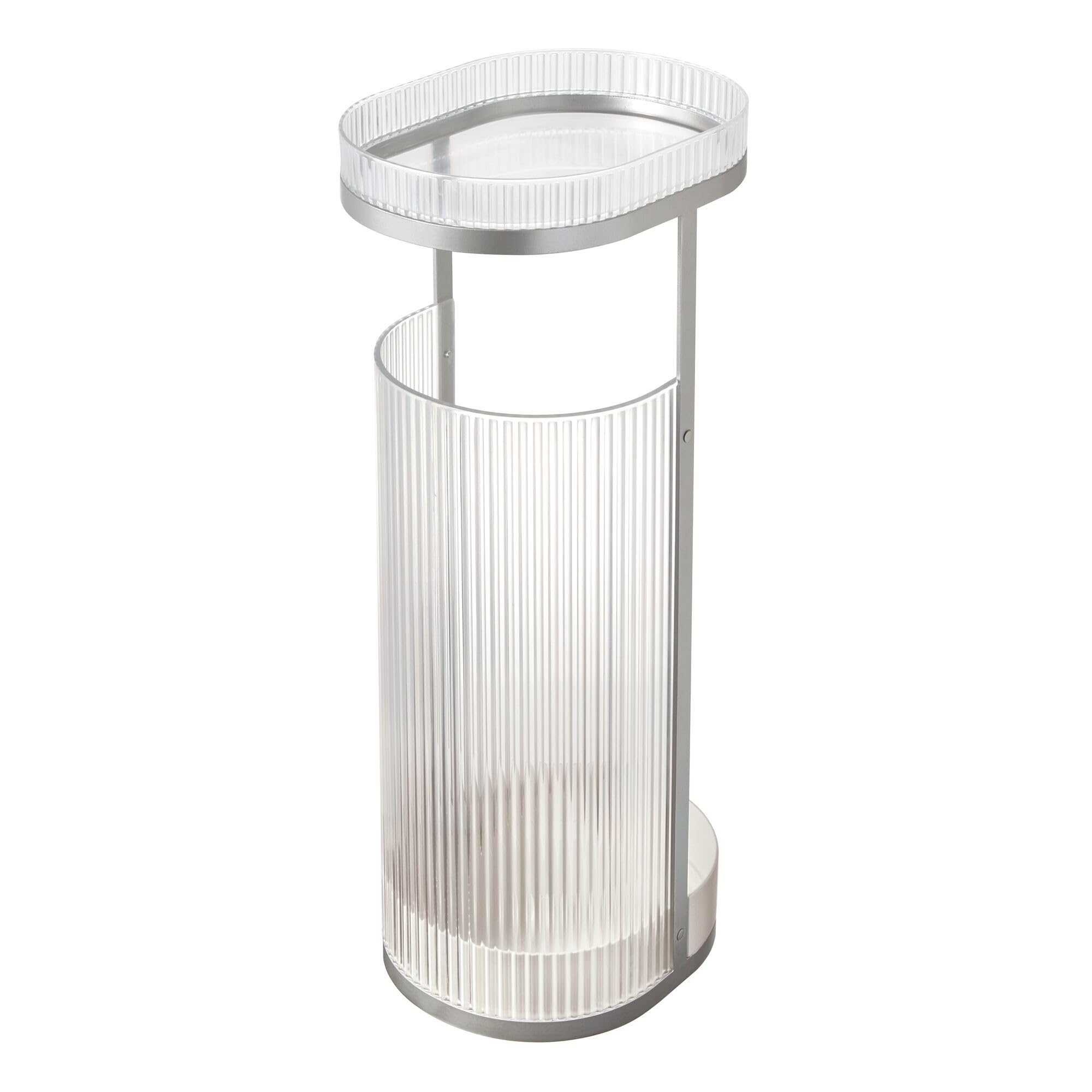 iDesign - Portarotolo con vassoio - Elemental Fusion - Trasparente/Grigio satinato