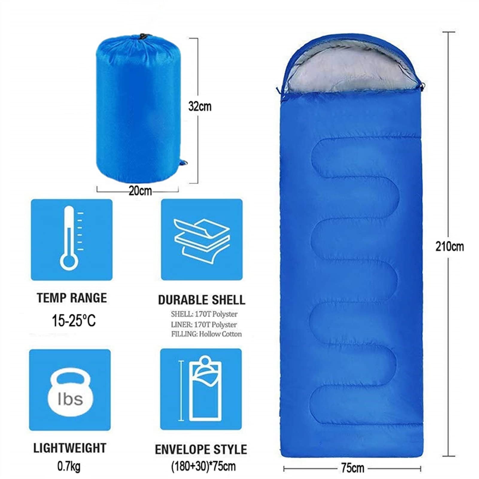 Outdoor Camping Śpiwór Wodoodporny Camping Piesze wycieczki Koperta Śpiwór dla dorosłych dzieci z plecakiem (Kolor: zieleń wojskowa)