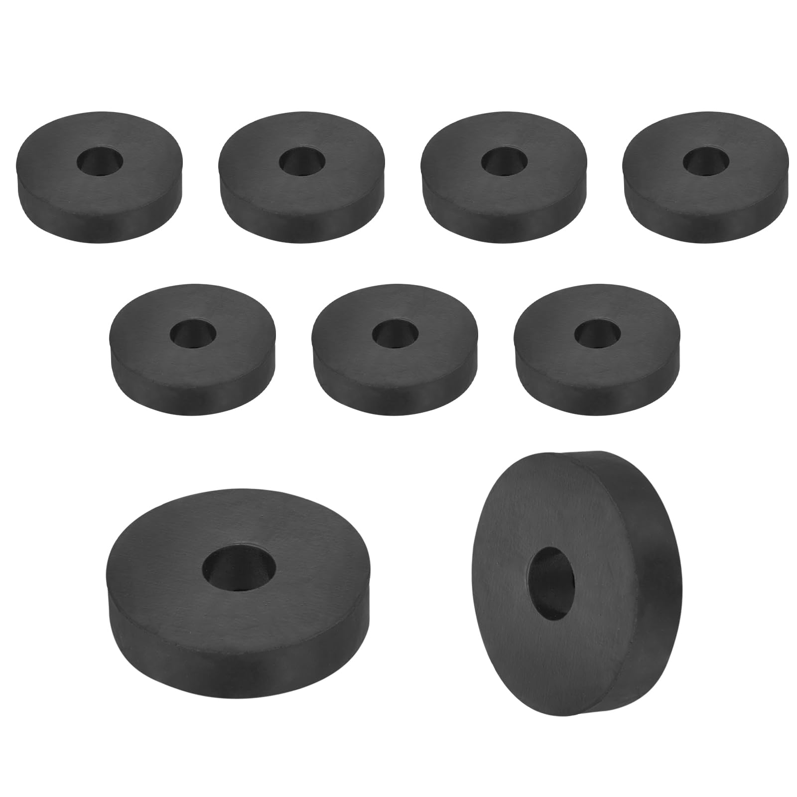 sourcing map 35Pcs Rubber Spacers, 14mm OD, 5mm ID, 10mm Thick Black Round Anti Vibration Rubber Pads Isolation Bushings Washer for Home Cars Boat(0.55" OD x 0.2" ID x 0.39" Thick)