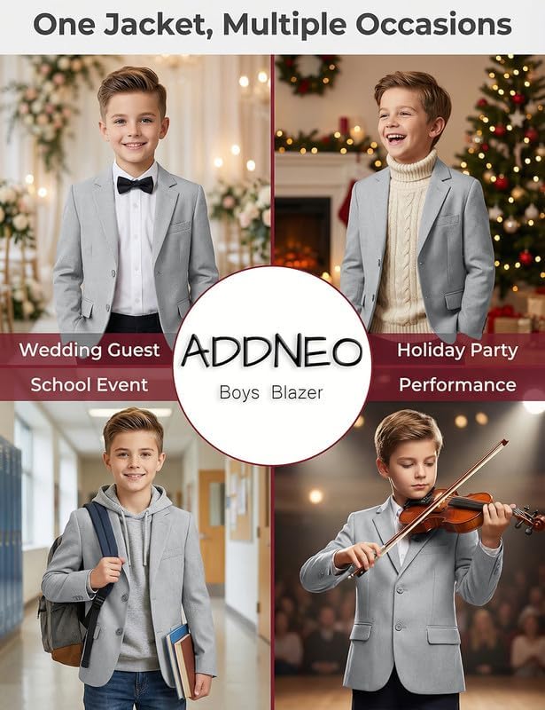 Boys Blazer Formal Slim Fit Suit Jacket for Kids School Sport Coat