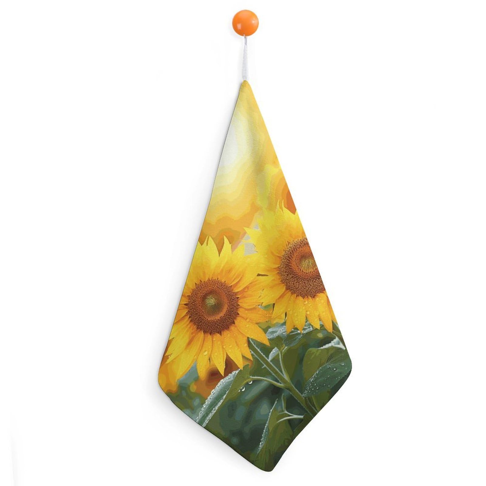 LDGSUPH Sunflower Flowers Hand Towels Fashion Hand Face Towel with Hanging Strap Absorbent Soft Decorative Towel Fade Resistant Cozy Face Cloths for Kitchen Gym Bathroom Towels 1PCS