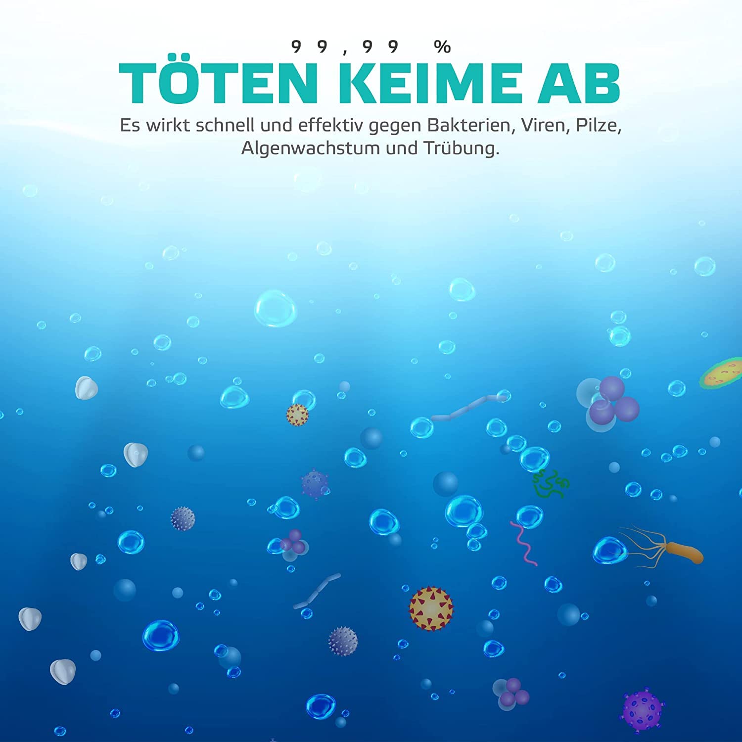 well2wellness® Poolzubehör Set/Pool Starter Set A Basic 3-teilig mit 1kg Multitabs 5in1 20g, Thermometer blau + Dosierer