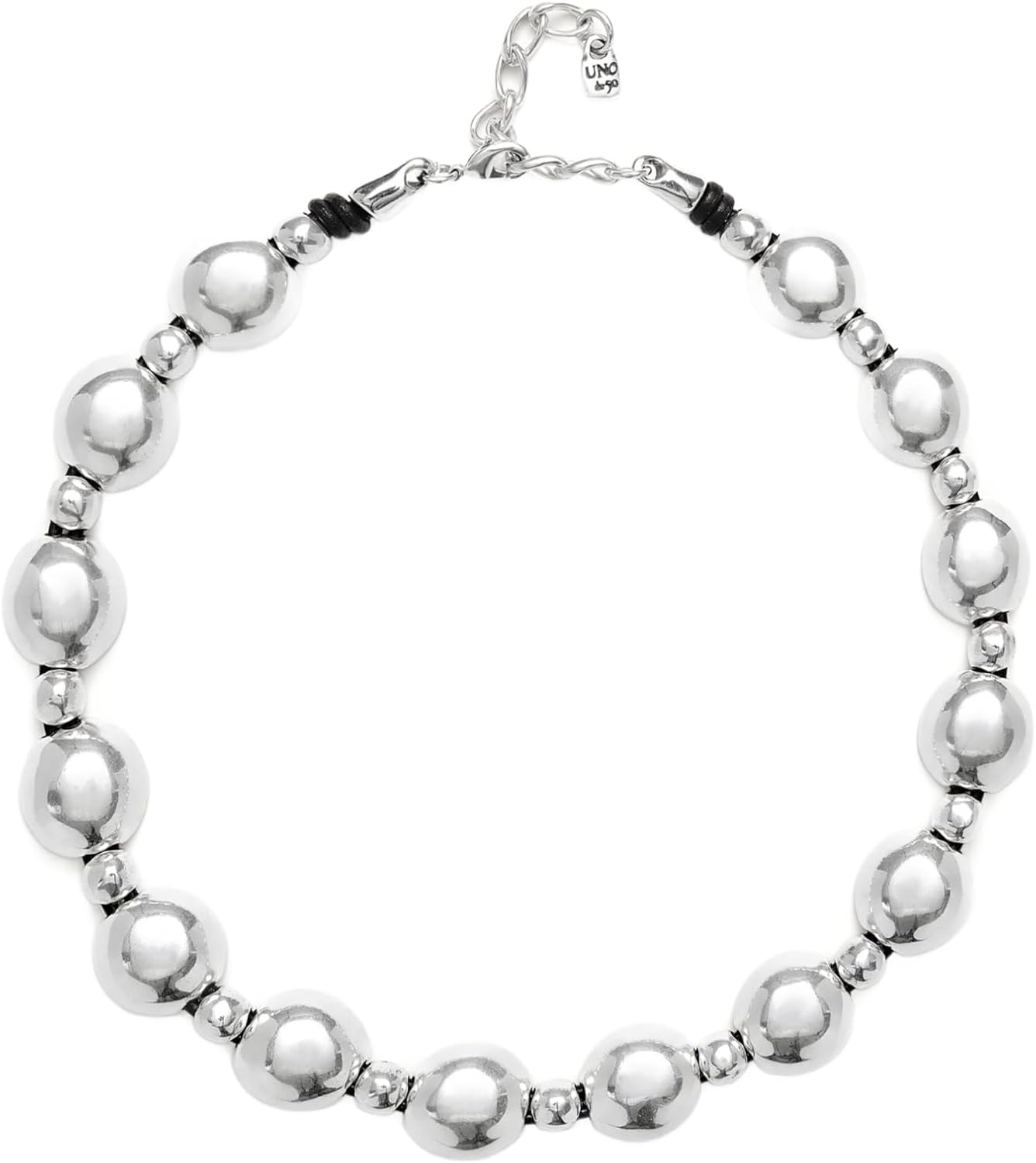 Uno de 50 Sterling Silver-Plated Beaded Necklace, 16-18 Inches Adjustable Length, SER INTREPIDA Collection