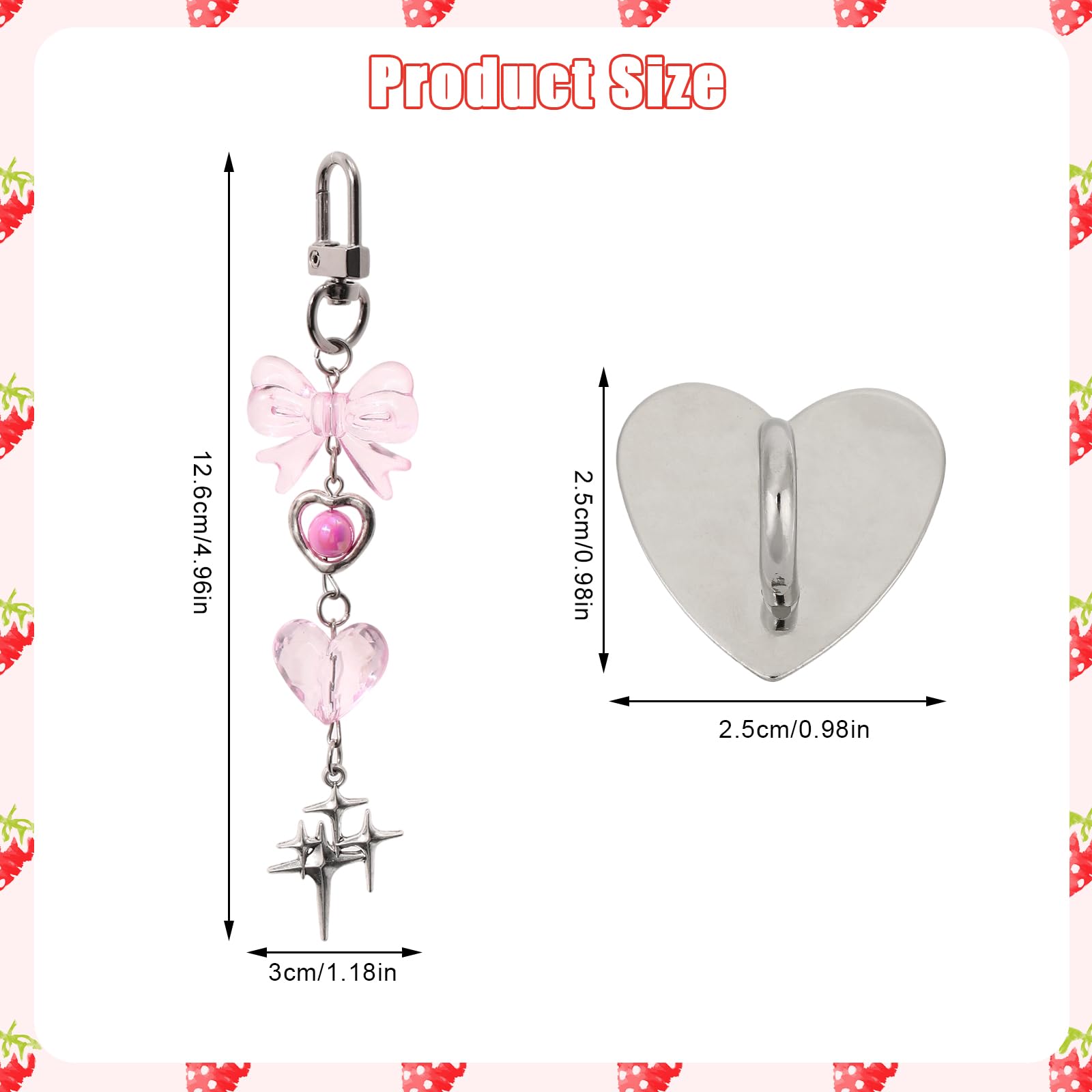 Chaîne de Charme pour Kindle, Délicate avec Nœud Cœur Étoile, Accessoire pour Étui de Téléphone Tablette Liseuse (Rose)