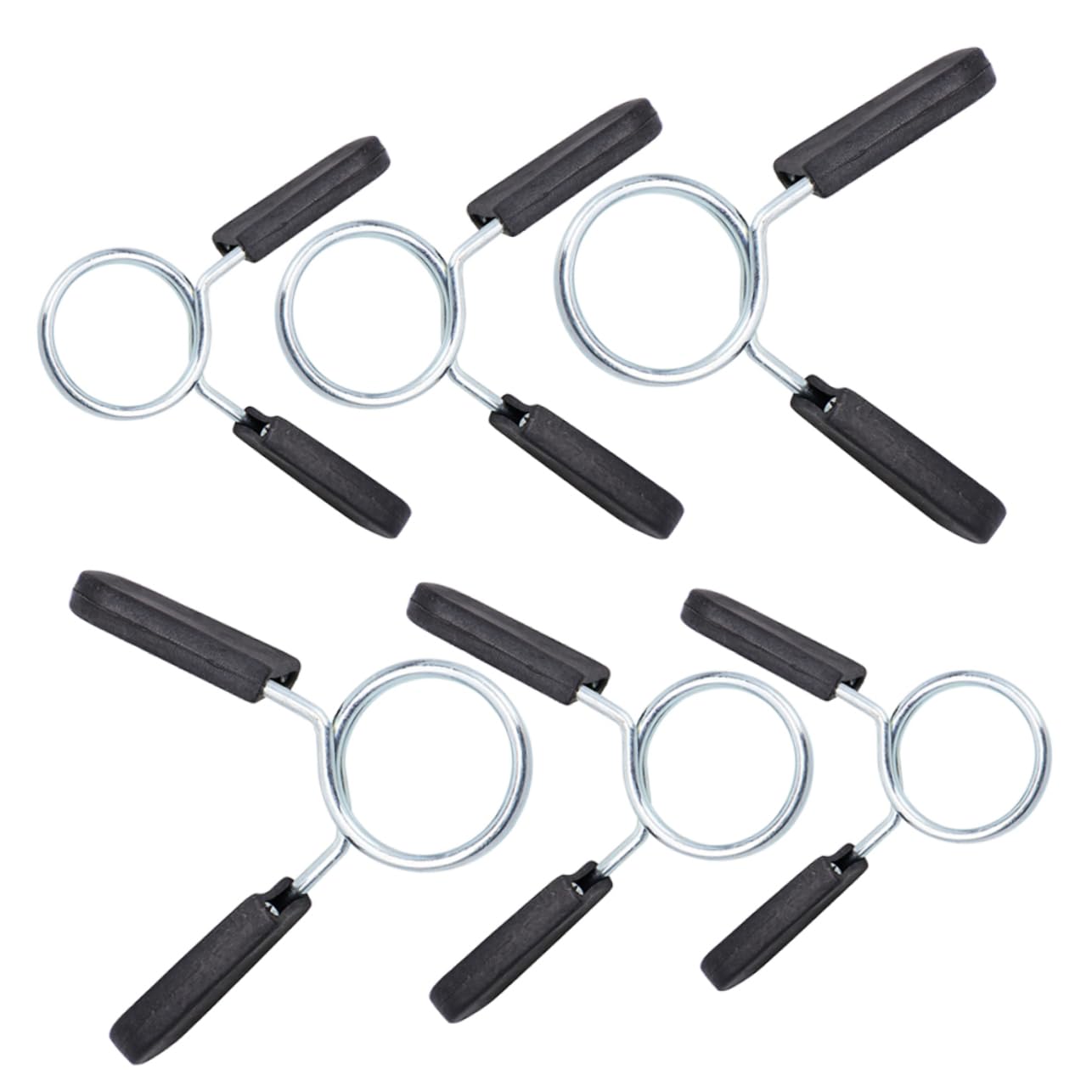 KOMBIUDA 6pcs Spring Clip Collars for Weightlifting Powerlifting Design Secure Dumbbell Barbell Locking System for Gym Cross Black
