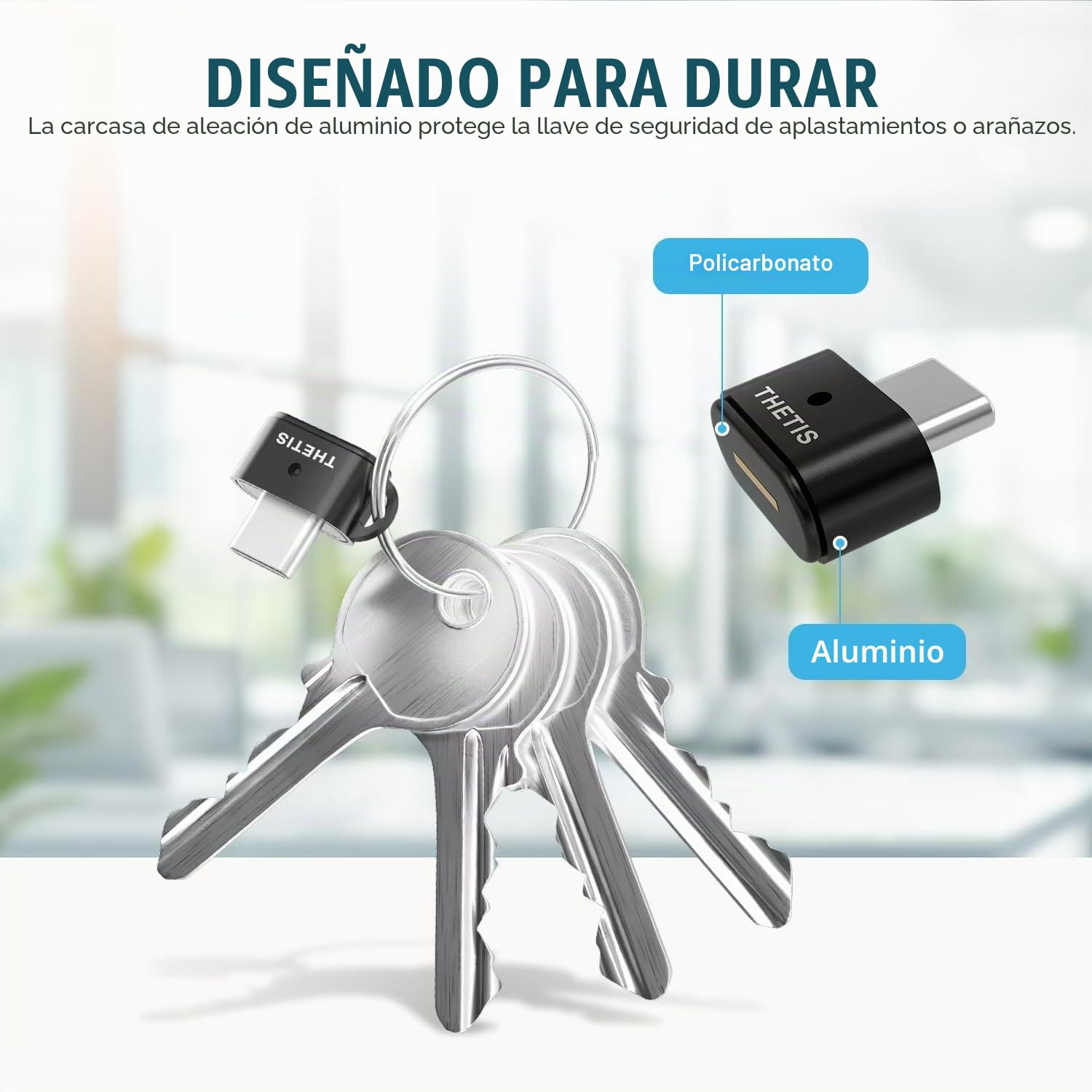 Thetis Nano-C FIDO2 - Dispositivo de Llave de Seguridad con USB Tipo C, TOTP/HOTP, FIDO2.0 autenticación de Dos factores 2FA MFA, Funciona con Windows/Mac/iOS/Android/Linux/Gmail/Facebook/GitHub