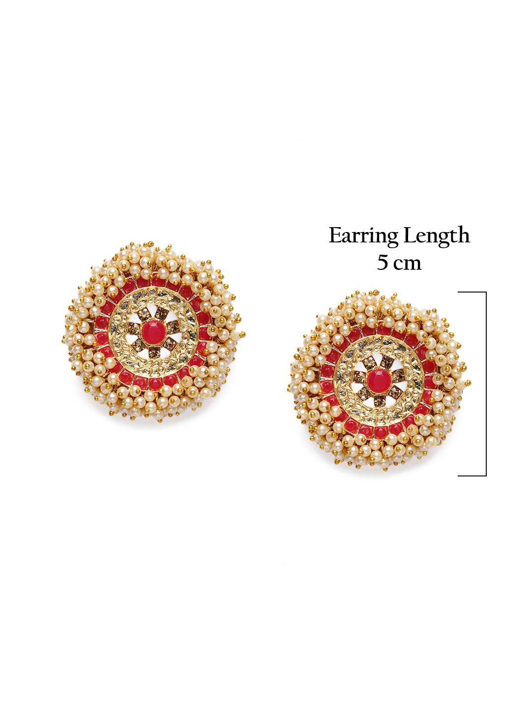 Pink Stones Ethnic Stud Earring For Women