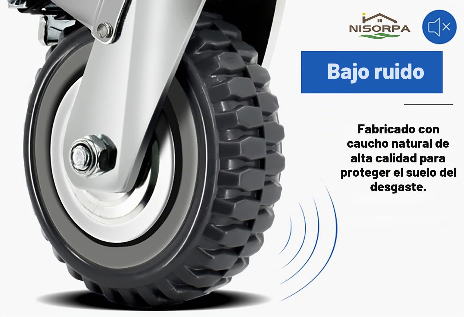 Nisorpa 4 ruedas giratorias industriales de servicio pesado de 150 mm, ruedas de carrito de servicio pesado con capacidad de carga de 1000 KG y frenos de giro de 360°