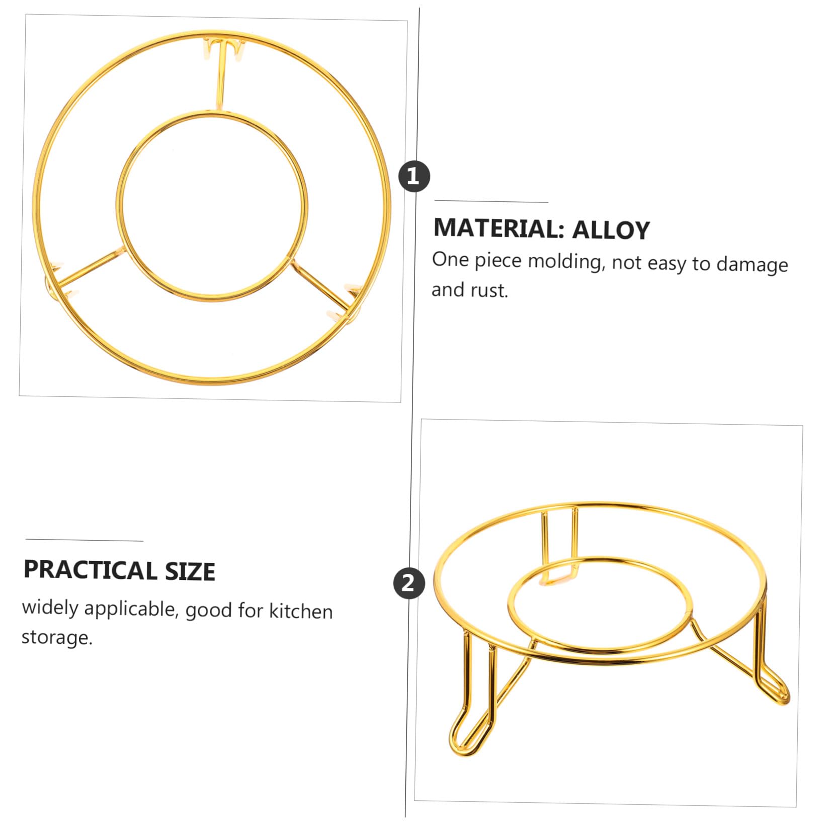 ULTECHNOVO Hitzebeständiger Metall küchen pfannenhalter Topfständer für Töpfe Pfannen Organizer Küchenregal Stabil Rostfrei Goldfarben Schutz für Tischplatten
