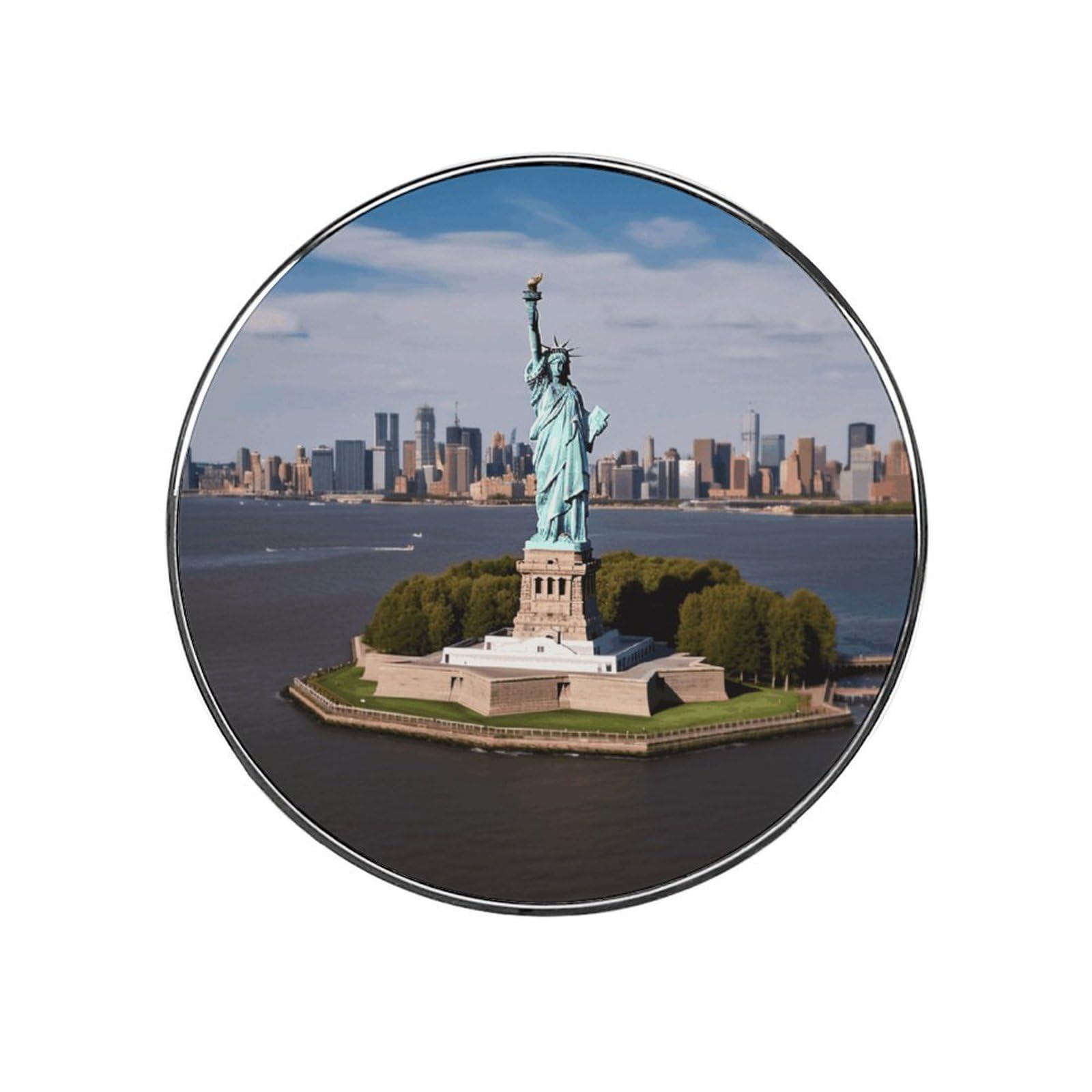 Refrigerator Magnet Statue of Liberty in NYC Printing Fridge Magnet Alloy Material,Fun Personalized Refrigerator Sticker Round Decorative Magnet for Whiteboard Kitchen Locker