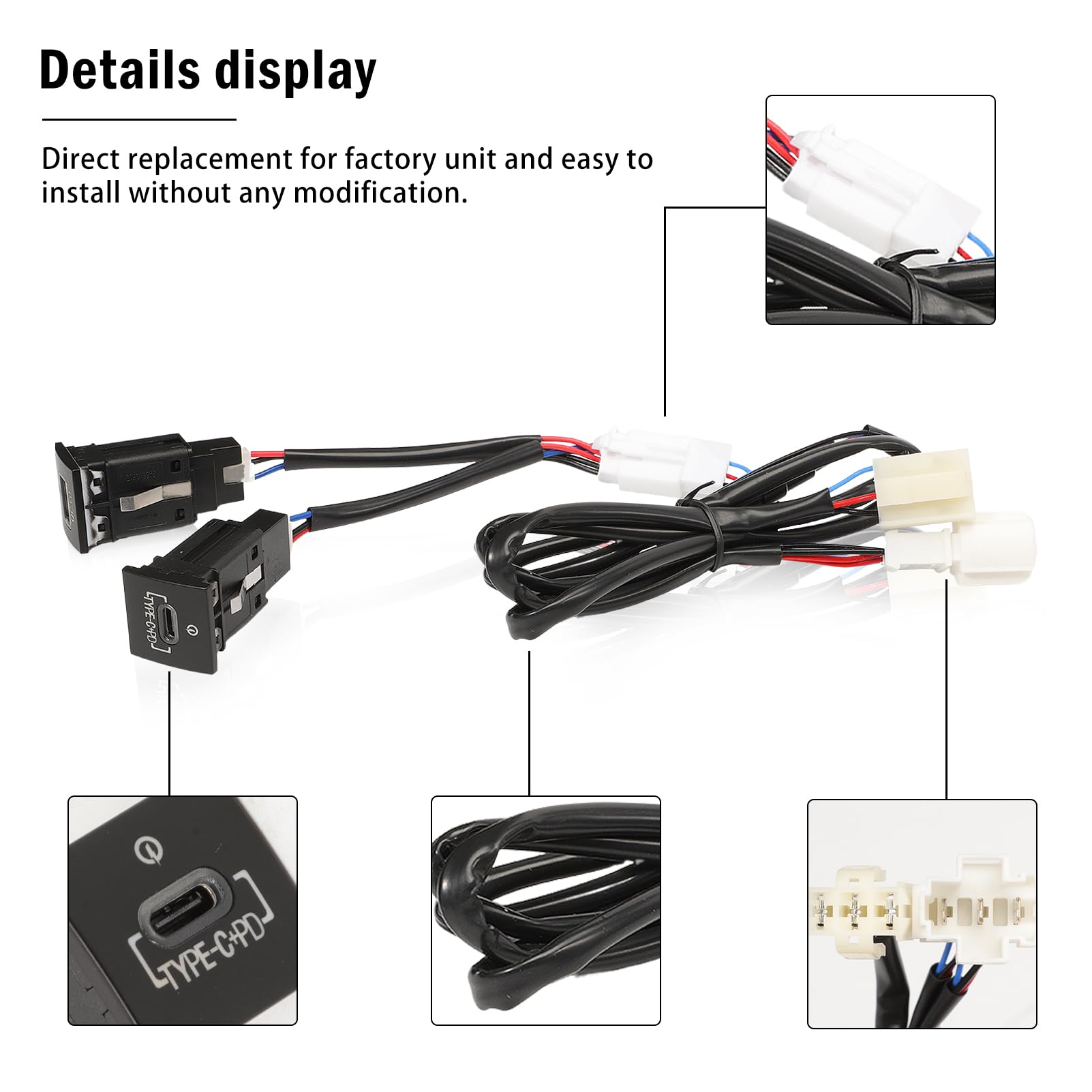 Dual USB Adapter Ladesteckdose Schnellladegerät für Golf GTI R-Line MK5 MK6 J-t-a MK4 S-c-o EOS Kabellänge 92 cm