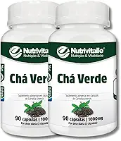 Chá Verde Capsula 1000mg 90 Cápsulas Nutrivitalle 2 Potes