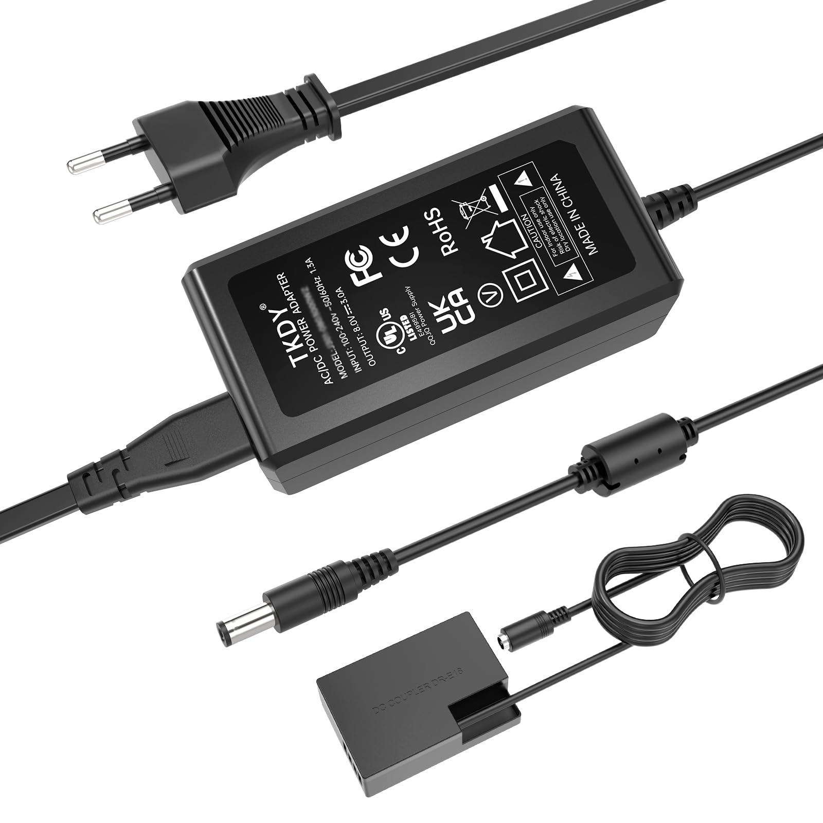 ACK-E18 Alimentador CA suministrado DR-E18 Kit cargador acoplador CC para cámaras Canon EOS Rebel T6i T6s T7i T8i SL2 750D 760D 850D 77D 200D 250D Kiss X8i X9i X10i 8000D 900D RP cámaras