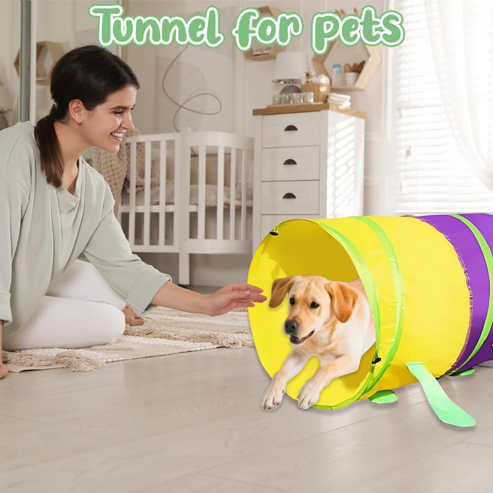 Tunnel de jeu, pliable, 46 x 180 cm, pour l'extérieur, pour enfants à partir de 1 an, pour enfants et animaux, pour l'intérieur et l'extérieur