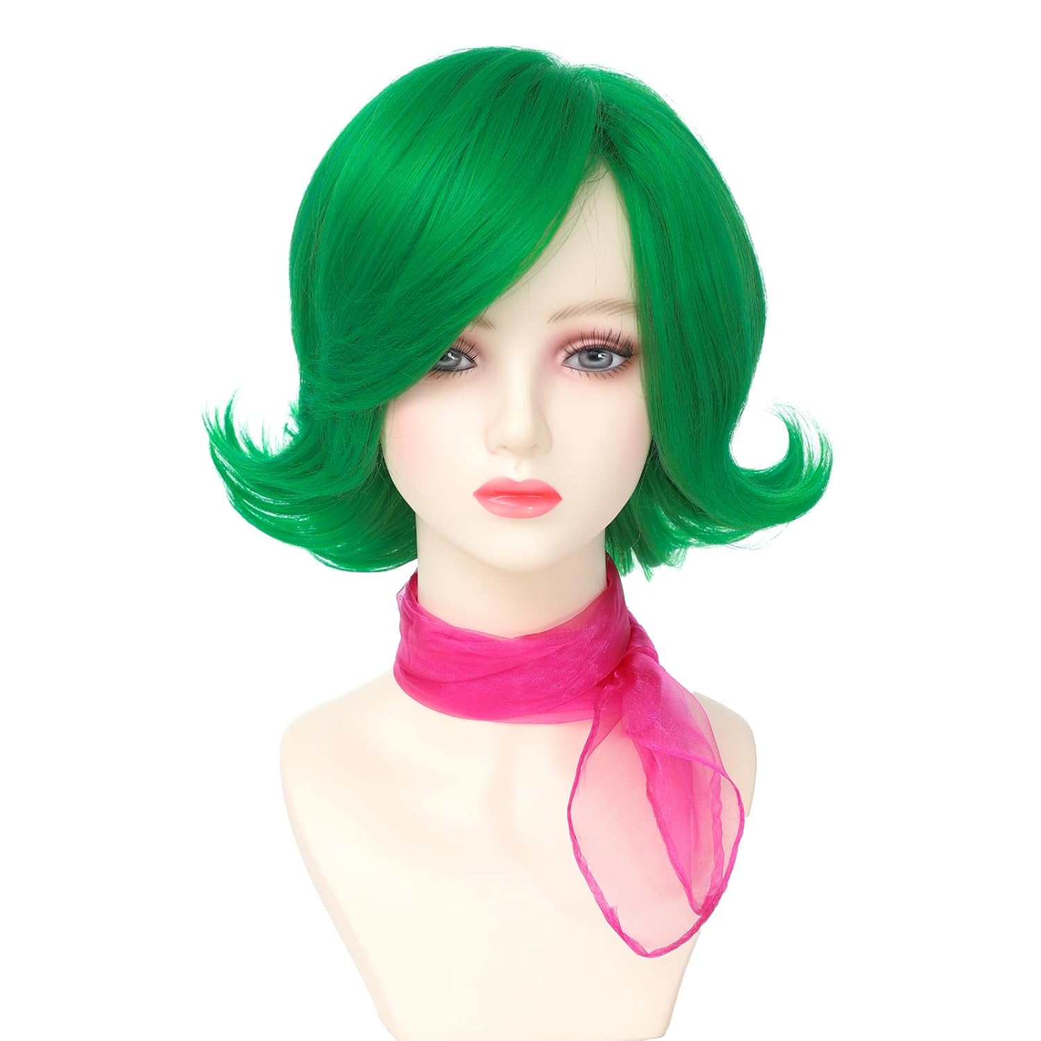 Green Wig for Women No Inside Outward St Patricks Day Green Flip Wig Emotion Side Part Bob Costume Wig for Party Halloween Cosplay - Image 3