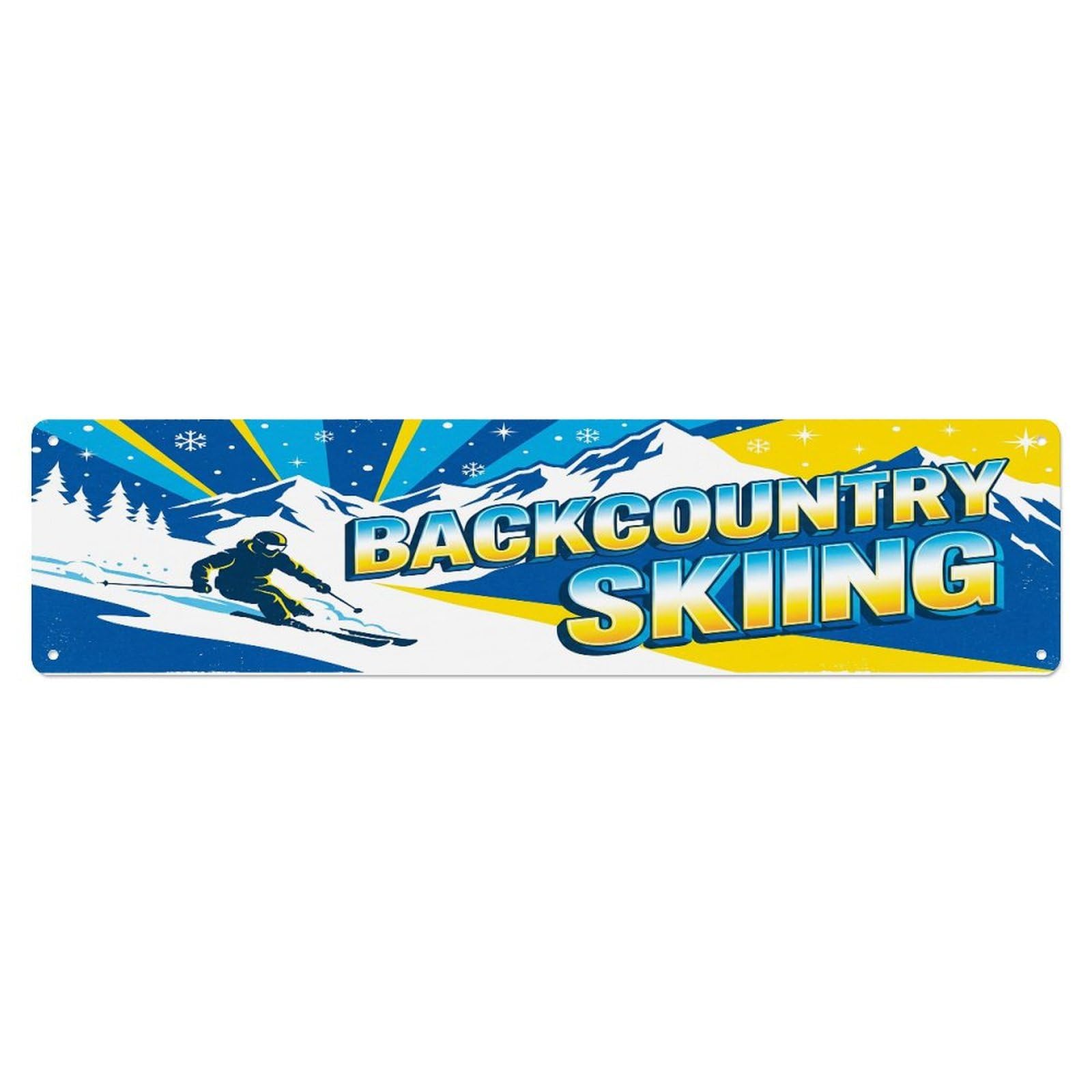 Vintage Backcountry Skiing Outdoor Activity Sports Metal Tin Sign